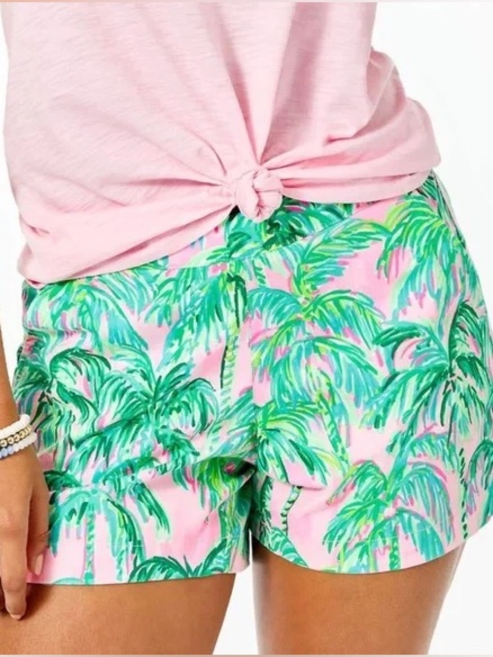 Lilly Pulitzer Ocean View Short Pink Palm Size XL Pink and Green